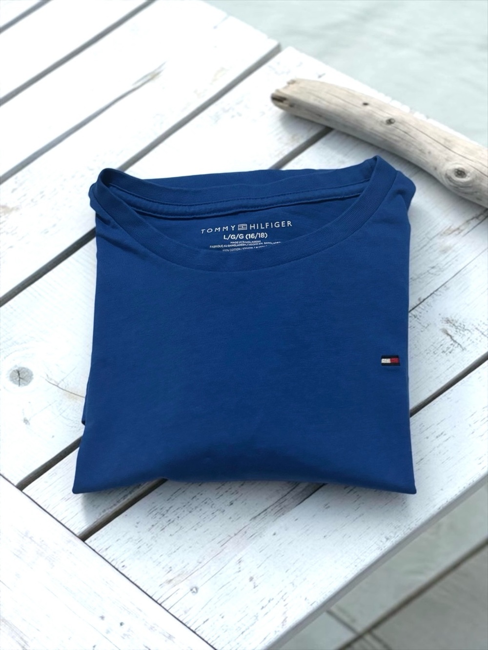 Tommy Hilfiger Boys’ Classic Fit T‑Shirt Size L (16‑18) Blue Cotton Like New